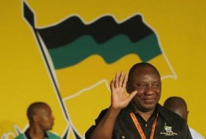 Cyril Ramaphosa (R) celebrates his election as party Deputy President at the National Conference of the ruling African National Congress (ANC) in Bloemfontein December 18, 2012. REUTERS/Mike Hutchings