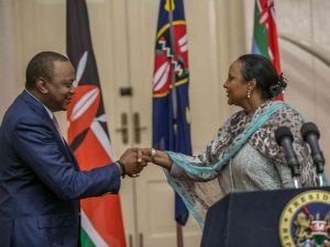 President Uhuru Kenyatta and Foreign Affairs CS Amina Mohammed