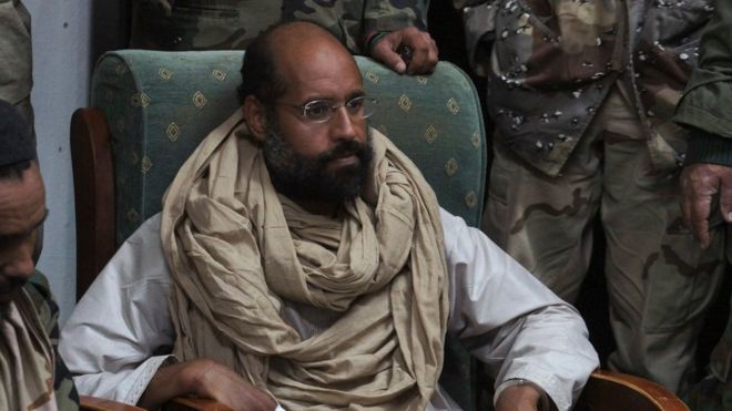 Saif al-Islam Gaddafi (pictured in 2011) was sentenced to death by a court in Tripoli in 2015 