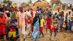FILE - Refugees are seen gathered at Minawao Refugee Camp in northern Cameroon, April 18, 2016. The U.N. refugee agency has called on Cameroon to stop forcibly repatriating Nigerians refugees on its territory.