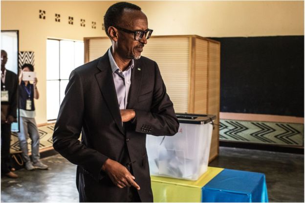 Mr Kagame voted in the capital Kigali