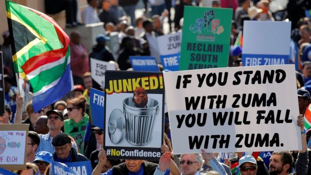 Anti-Zuma protesters have been marching ahead of the vote