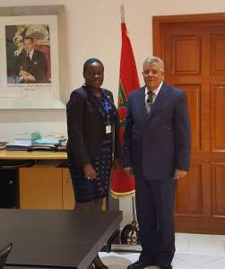 Angelle Kwemo of Believe in Africa with the Wali of Marrakech during the Conference