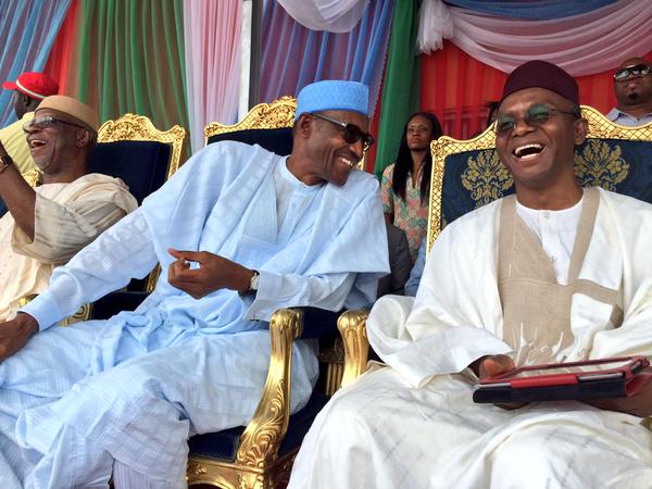 El-Rufai sharing a laugh with President Buhari 