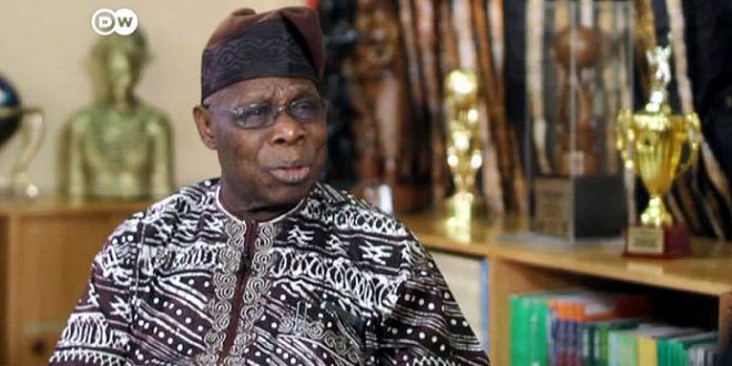 Former President Obasanjo during the interview with DW
