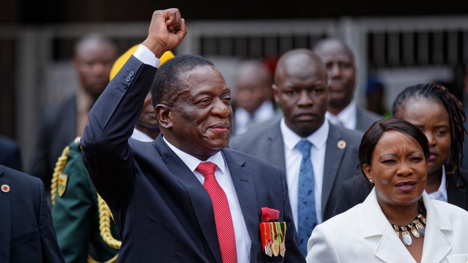 Emmerson Mnangagwa arrives for his inauguration as Zimbabwe's president after Robert Mugabe resigned following a military takeover. November 24, 2017. (AP)