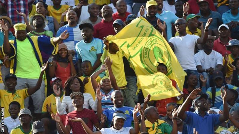 Supporters of South African champions Mamelodi Sundowns