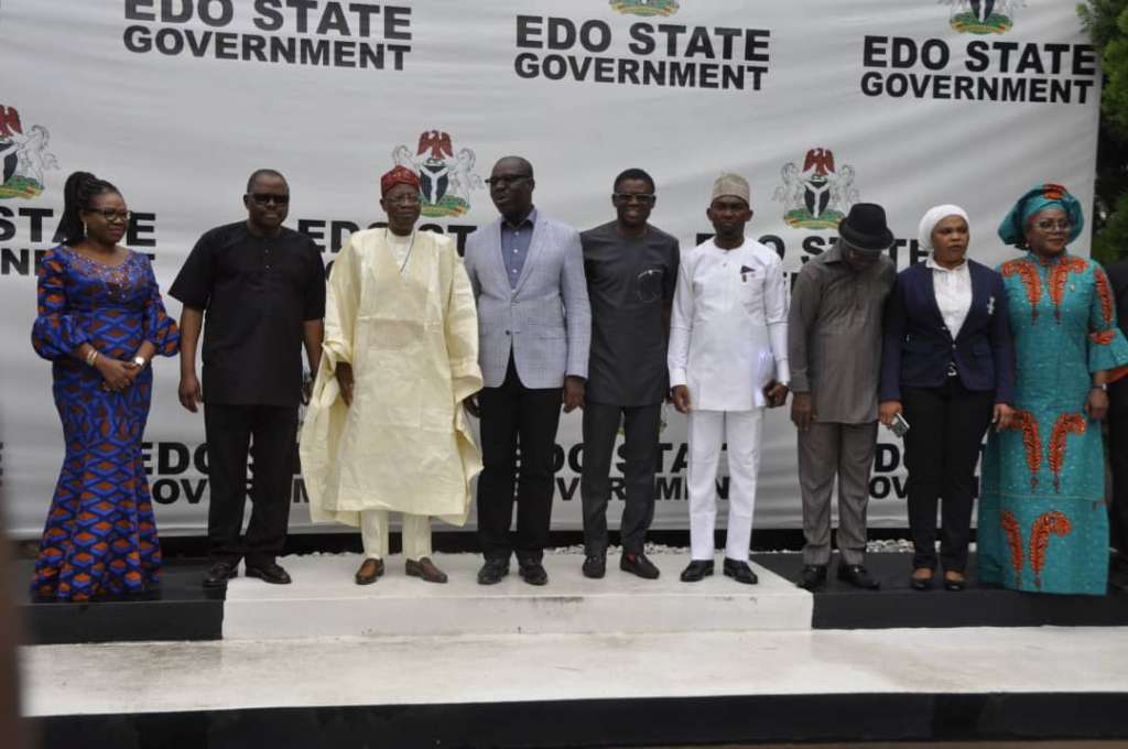 From Pix 2: Minister of Information and Culture, Alhaji Lai Mohammed (third left); Edo State Governor, Mr. Godwin Obaseki (fourth from left) and other officials of the Federal and Edo State Governments during a courtesy/promotional visit by the Minister on the forthcoming 61st UN World Tourism Organisation Commission for Africa Meeting taking place in Abuja 4-6 June 2018