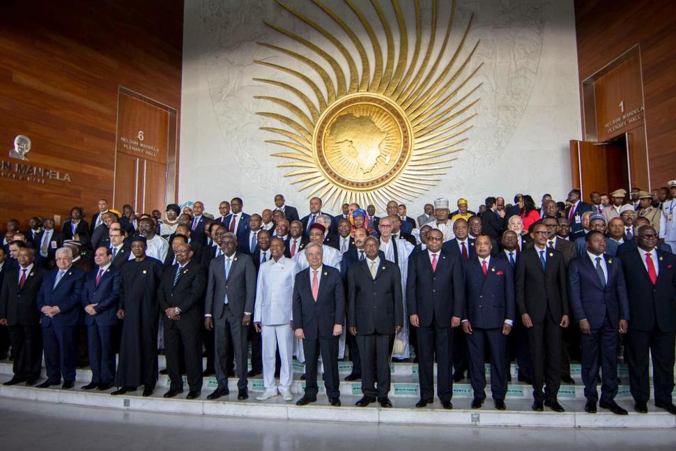 Heads of state pose for a group photograph during the opening ceremony of the African Union summit in Addis Ababa, Ethiopia, Sunday, Jan. 28, 2018. The leaders of the United Nations and the African Union urged stronger international cooperation Sunday of the African Union nations. (AP Photo/Mulugeta Ayene) 