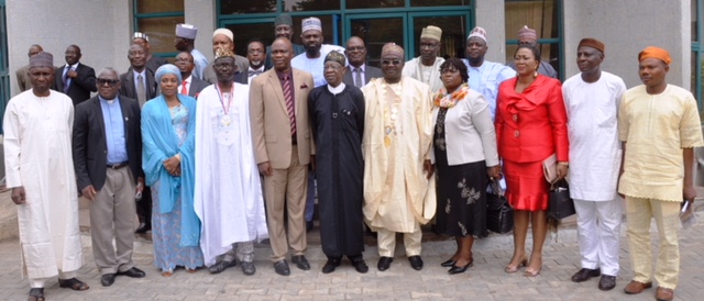 PIC 2: Minister of Information and Culture, Alhaji Lai Mohammed (middle) and members of the Governing Council of the Nigerian Institute of Public Relations (NIPR), when the Minister inaugurated the Council in Abuja on Thursday.
