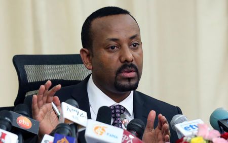 FILE PHOTO: Ethiopia’s Prime Minister, Abiy Ahmed addresses a news conference in his office in Addis Ababa, Ethiopia August 25, 2018. REUTERS/Kumera Gemechu/File Photo