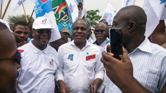 Martin Fayulu (centre) is better known as an entrepreneur than as an opposition leader
