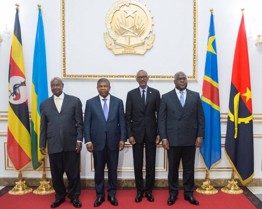 Heads of State in Quadripartite meeting in Luanda, Angola. From left is President Muveni, President João Lourenço, Paul Kagame and Felix Tshisekedi